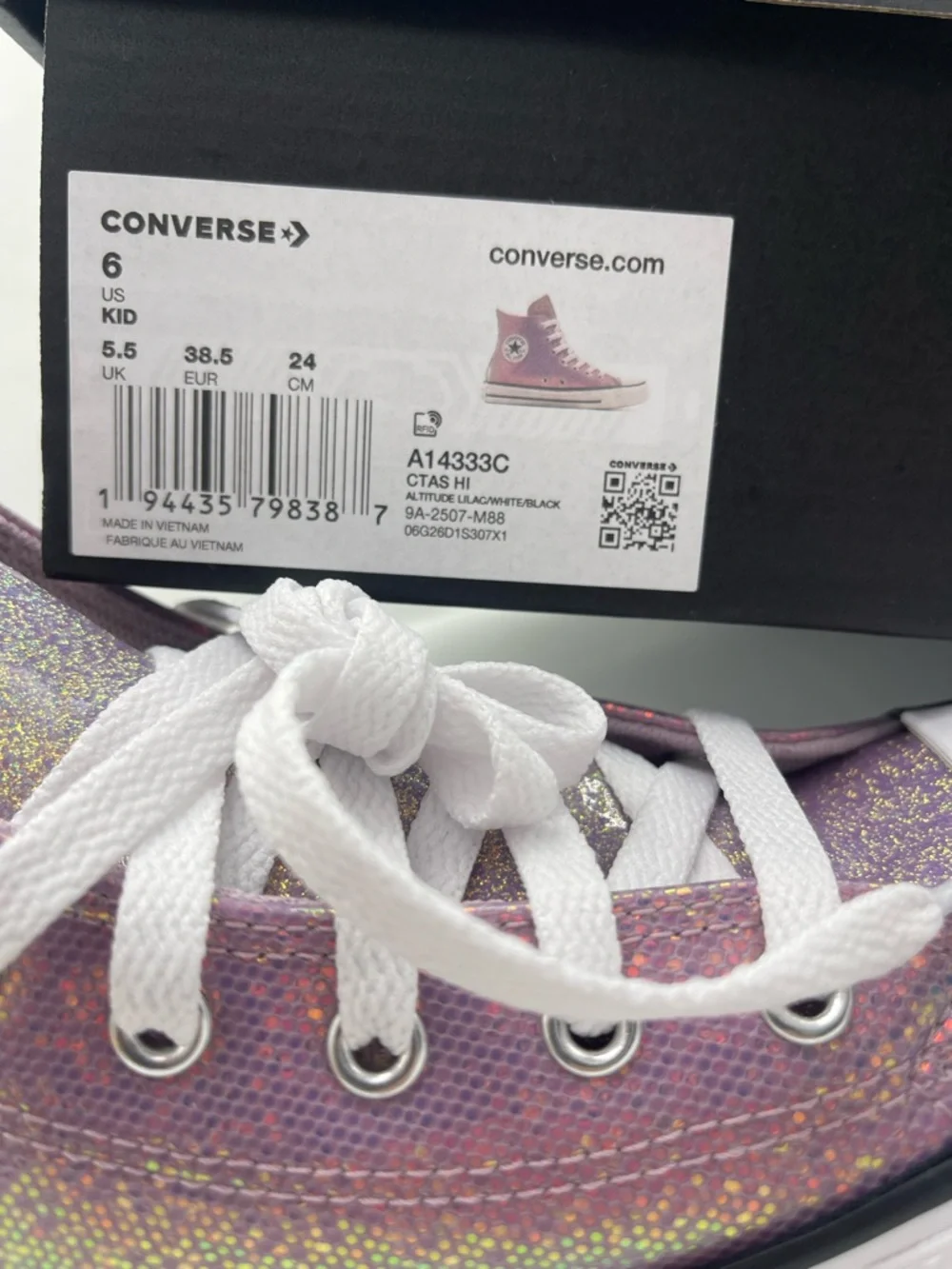 Converse WMNS 8 CTAS Hi Altitude Lilac White Black A14333C High Top Sneakers - Picture 13 of 15